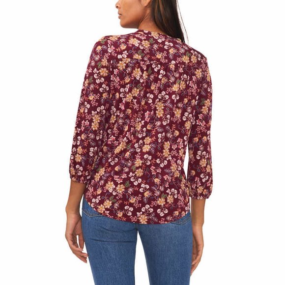 NWT Vince Camuto Women's V-Neck Top Purple Multi Floral Size M $60 8HL087 - Picture 2 of 3